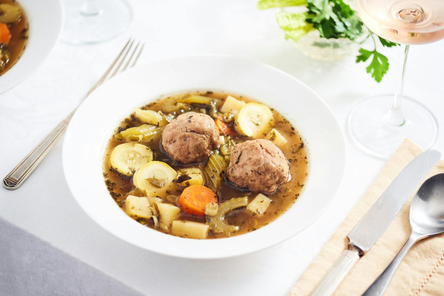 Kibbeh Hamdah (Tangy Meatball Soup With Lemon and Celery) image