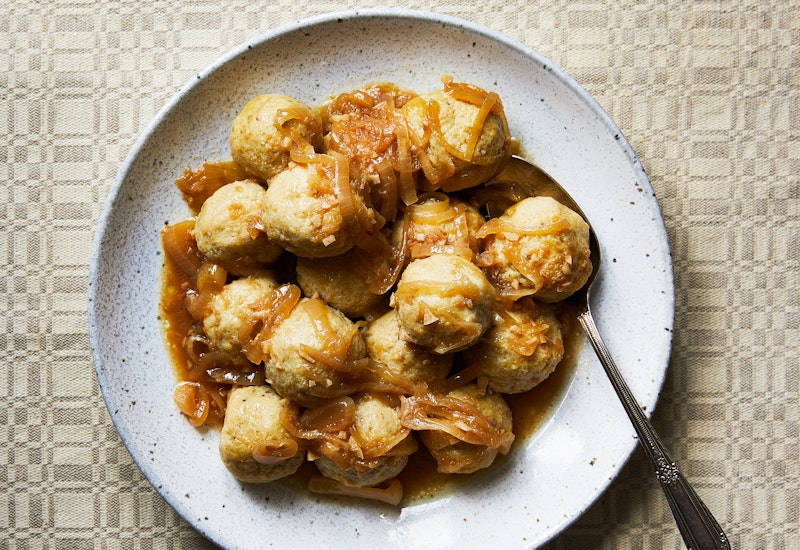 Kneidlach in Yassa Sauce