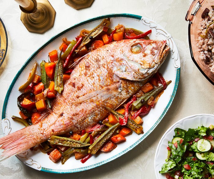 Steamed Red Snapper with Pumpkin and Okra  image