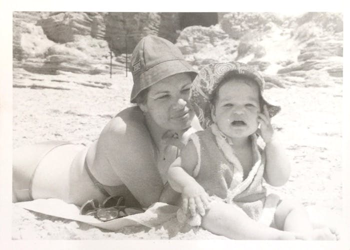 Naama's mother Maggie with her brother Assaf, 1974. 
