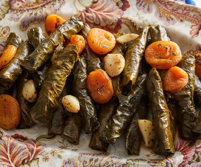 Yebra (Stuffed Grape Leaves With Apricots) image