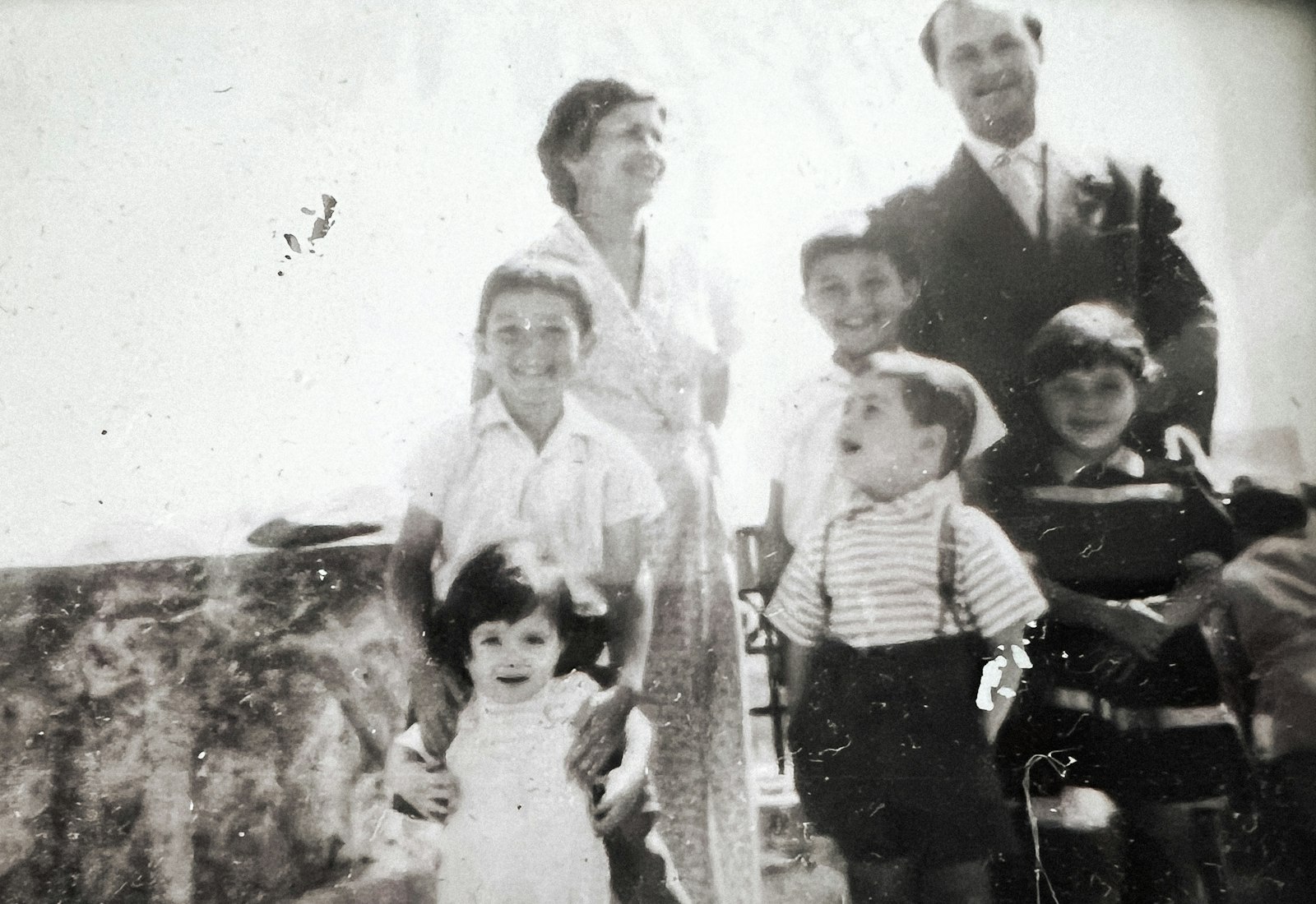 Renee and Abner Fedida with their children in Casablanca, 1955. Their youngest son, André, is in the front.