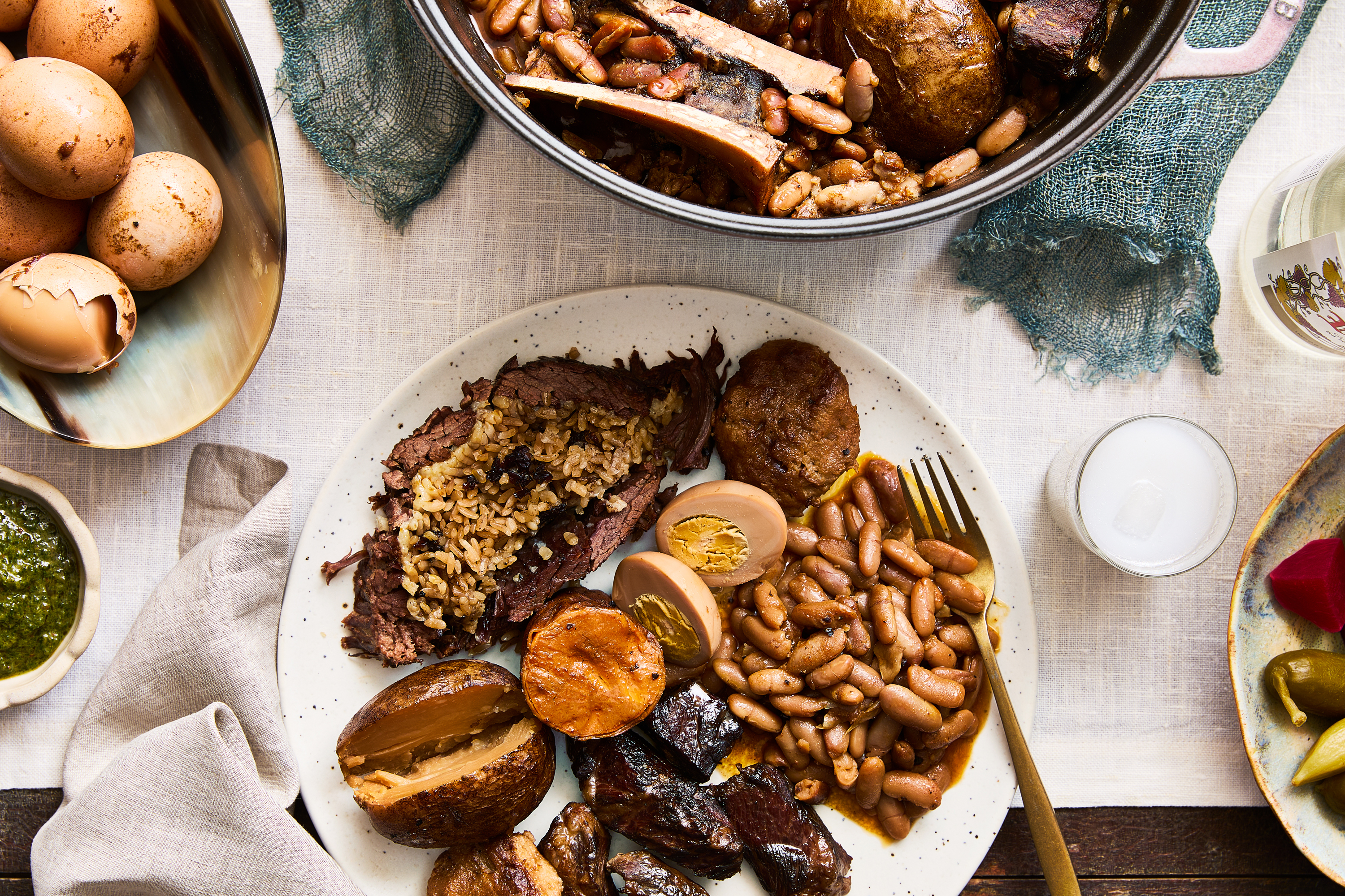 Hamin with Rice-Stuffed Steak and Kuklas (Bread Dumplings)