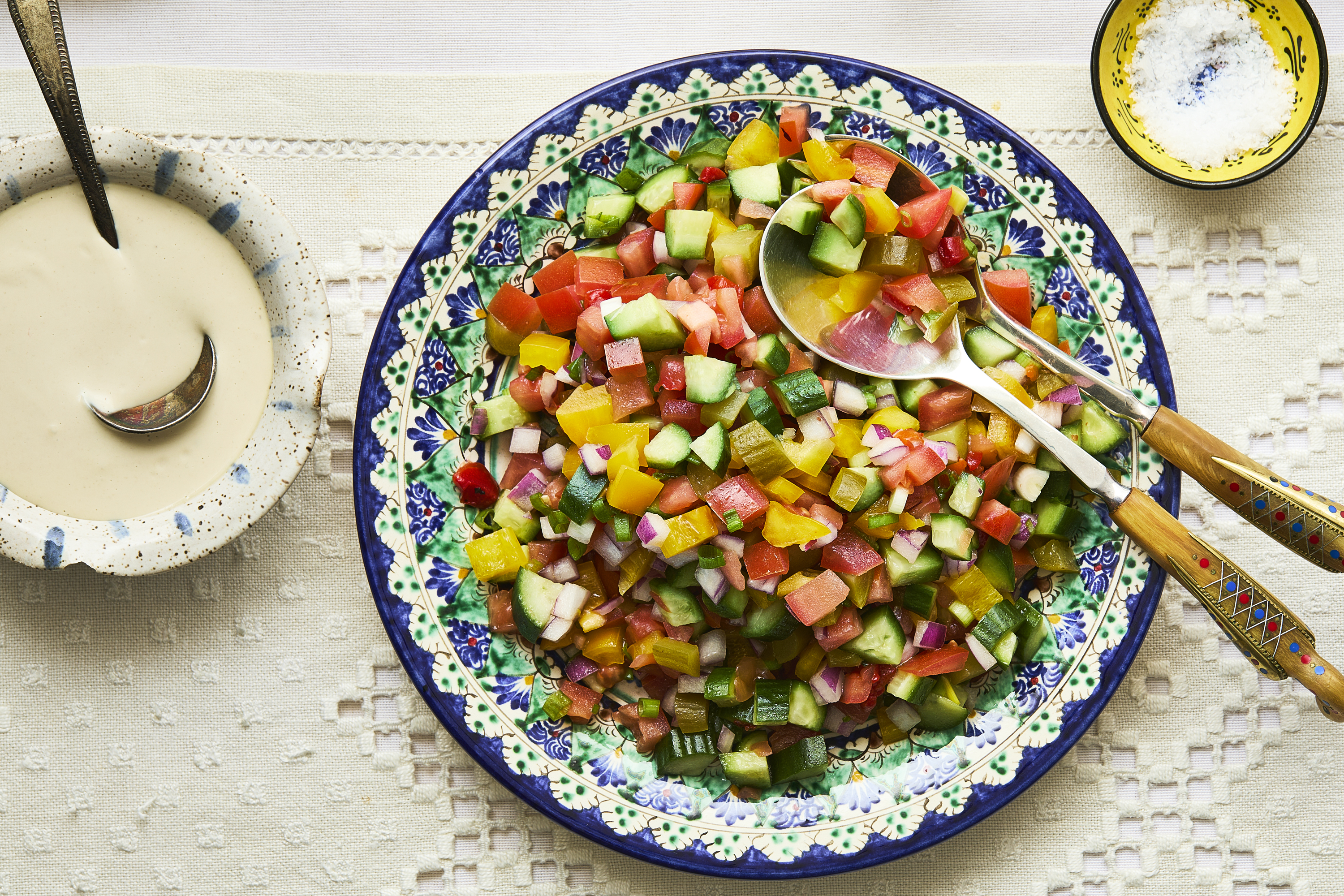 Chopped Salad with Pickles and Roasted Peppers