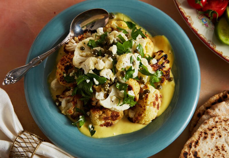 Roasted Cauliflower With Dijon and Capers