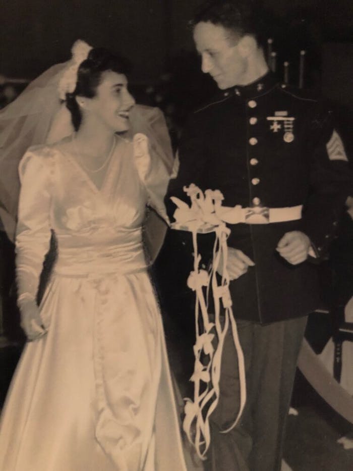 Lindsay’s grandparents on their wedding day in 1942.