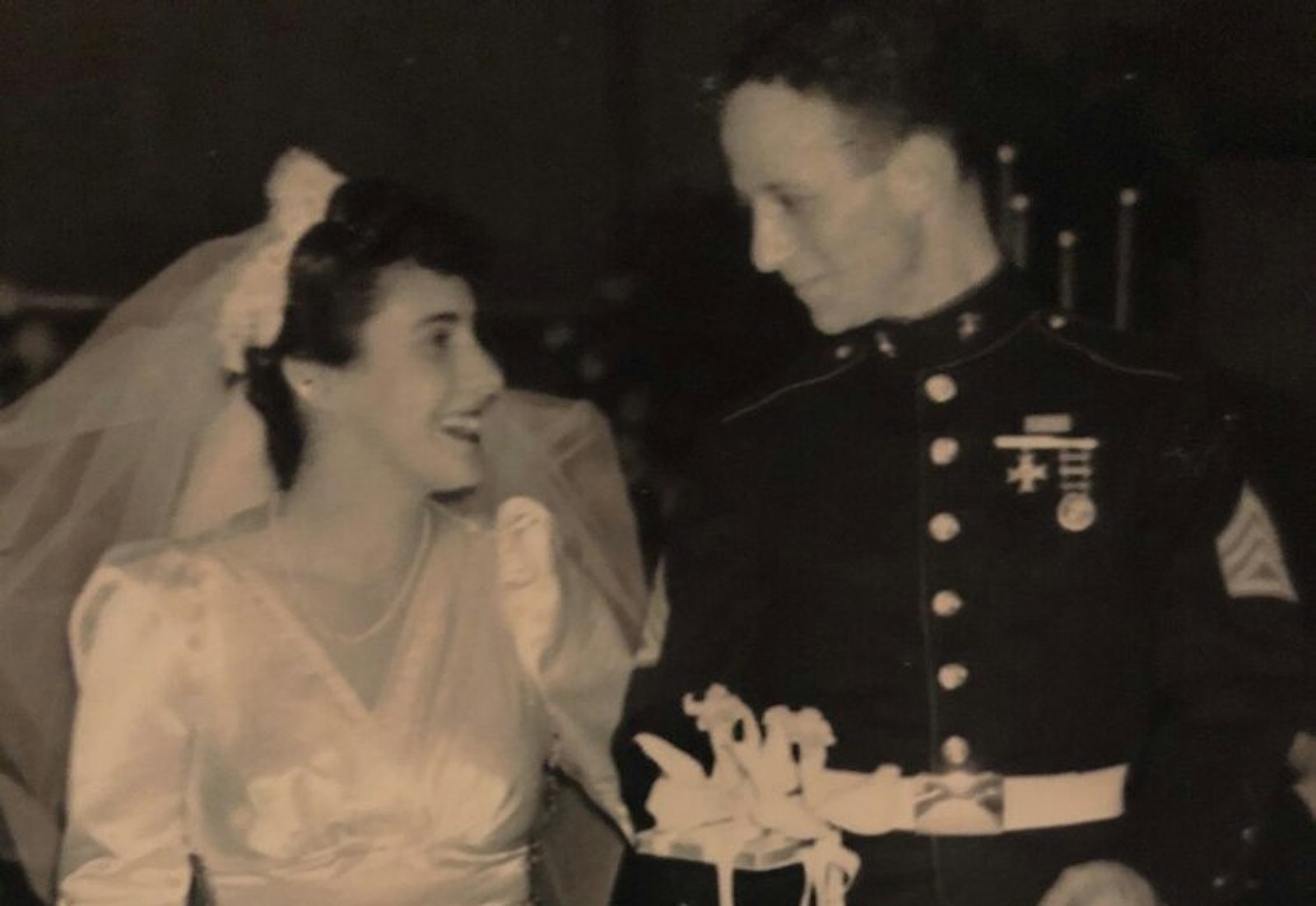 Lindsay’s grandparents on their wedding day in 1942.