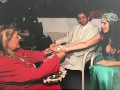 Aline celebrating Jessica and Arthur’s henna engagement party in Buenos Aires in 2010.