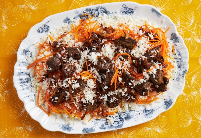 Plov (Rice Pilaf With Carrots, Cumin, and Beef)
