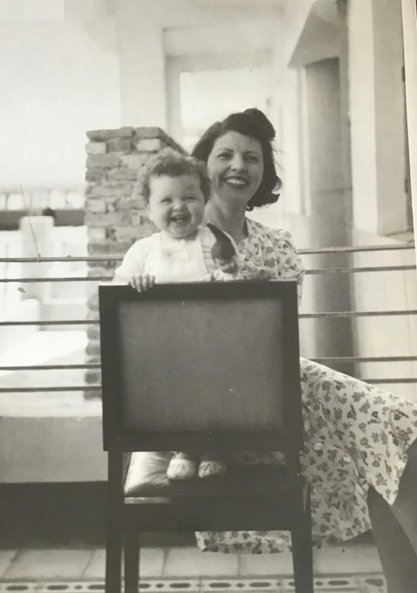 Viviane and her mother in their Cairo apartment. 