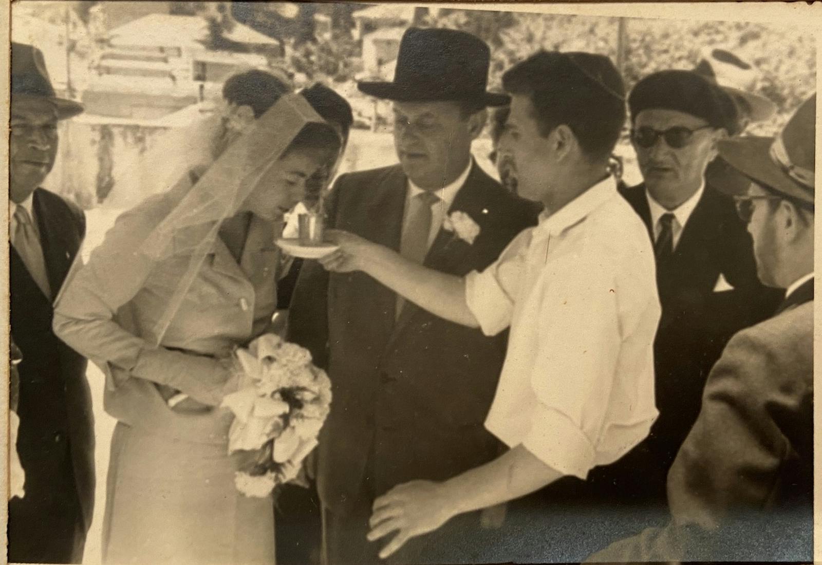 Vivian's parents, Etienne and Isaac, at their wedding in Israel, 1959.