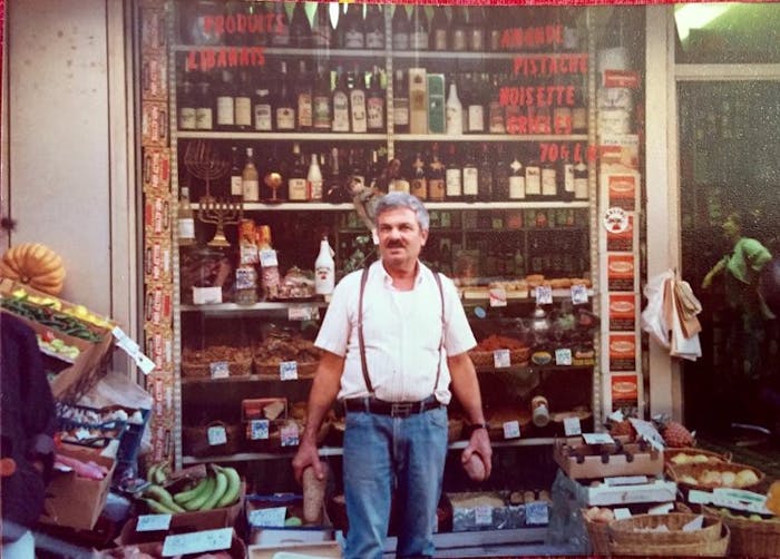 Audrey’s grandfather, Joseph, in front of his shop, Chez Jojo in Paris, 1980’s.