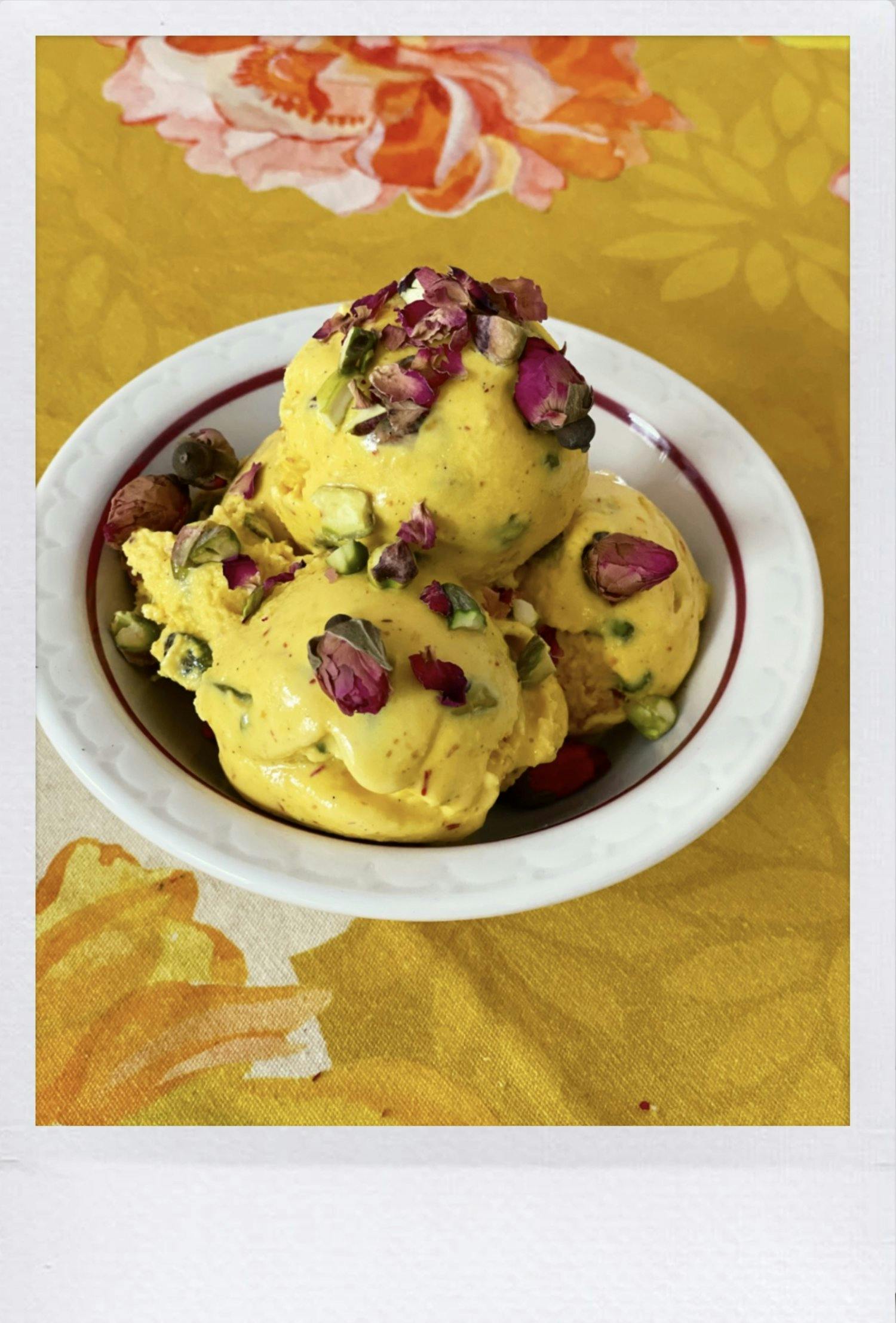 Saffron and Rose Water Ice Cream image