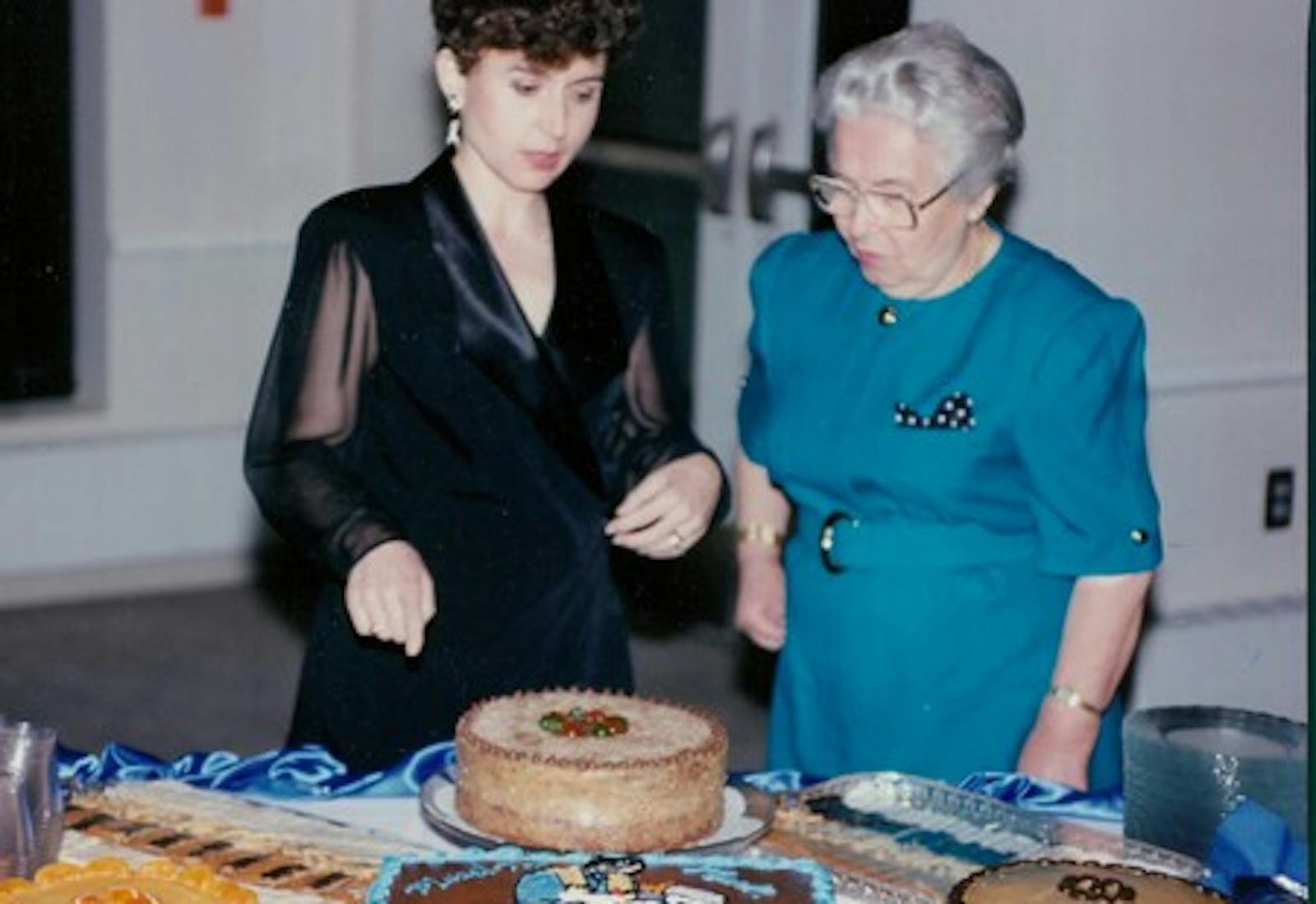 Eva with her mother at her middle son's Bar Mitzvah in 1992. 