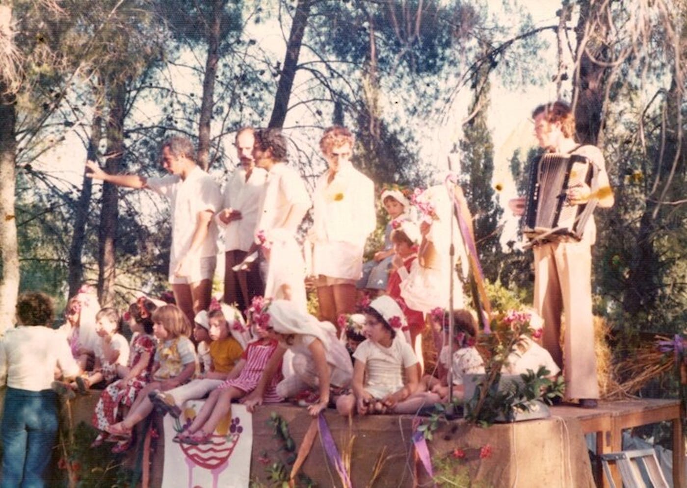 Members of Kibbutz Ma'ale HaHamisha celebrating Shavuot.