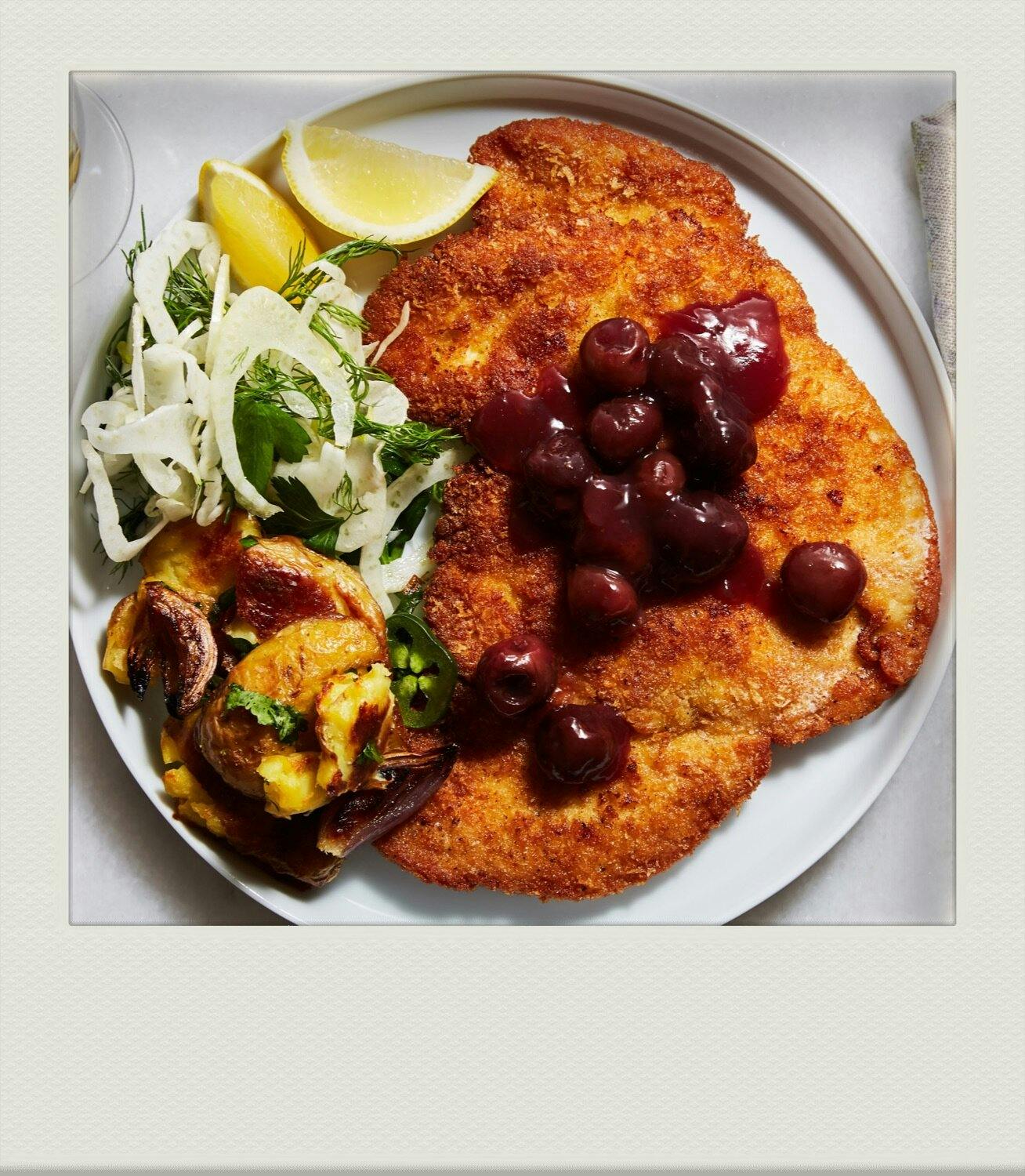 Chicken Schnitzel With Cherry Sauce image