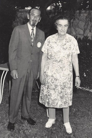 Michael’s grandfather Alex and Golda Meir, likely in the 1970s.