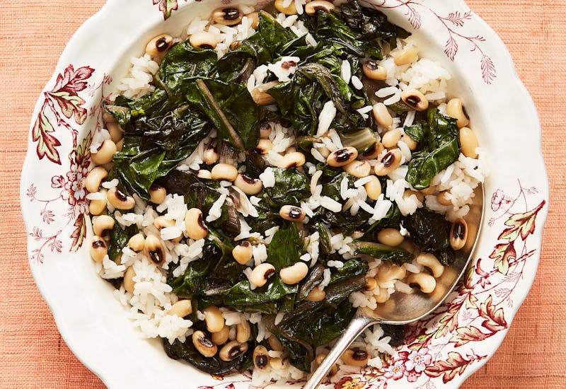 Rice with Black Eyed Peas and Chard