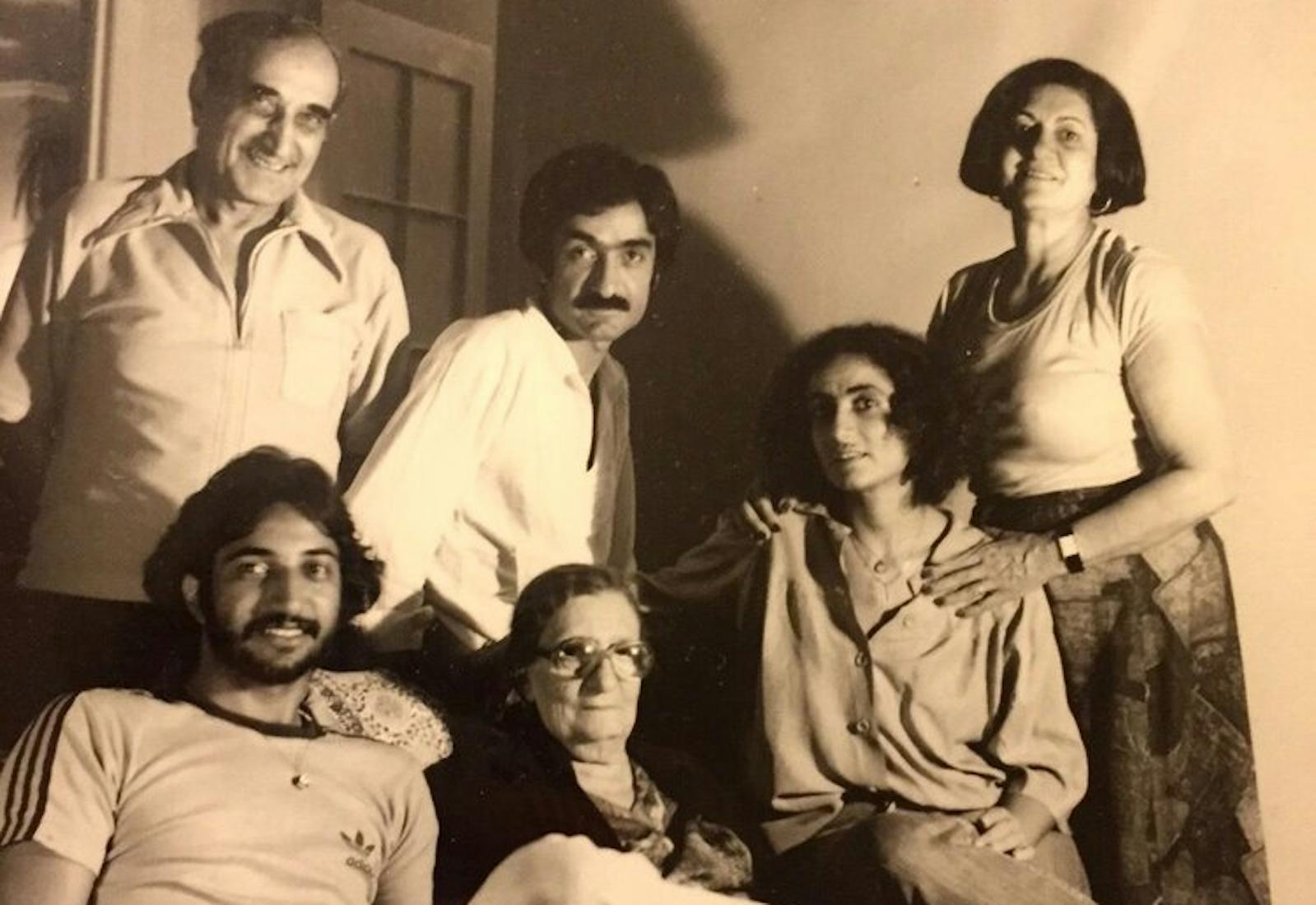 Annabel’s grandfather Gourgi, uncle Samir, grandmother Rachel, father Khuthur, great-grandmother Nana, and aunt Yvette in the late 1970s or early 1980s. 