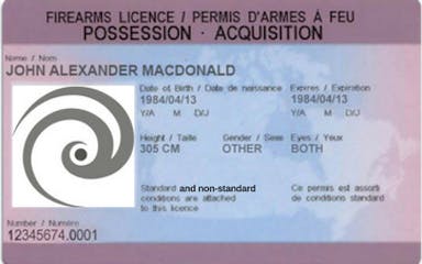 Example of PAL licence