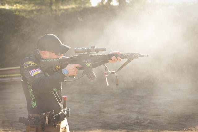 Shooting a rifle with vortex scope
