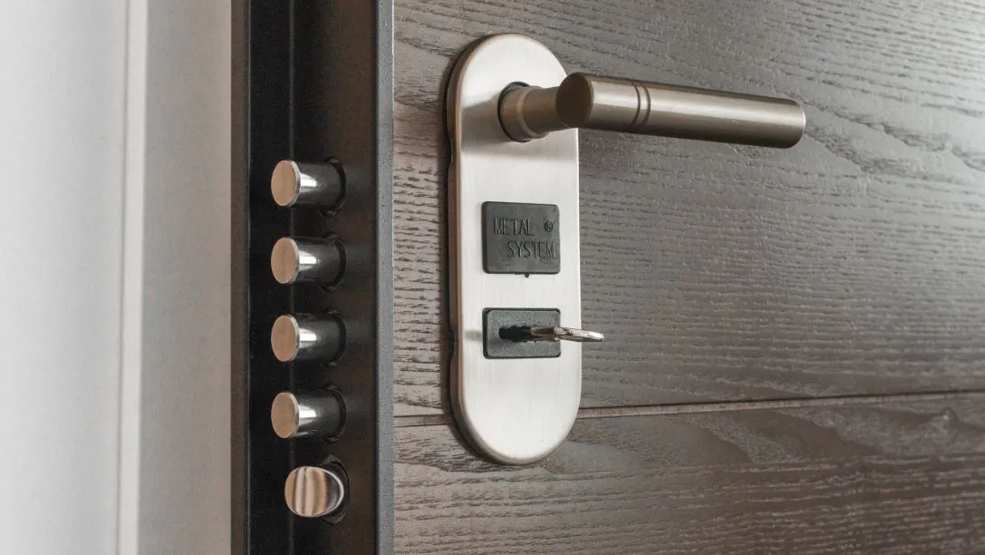 Closeup of a door locking mechanism