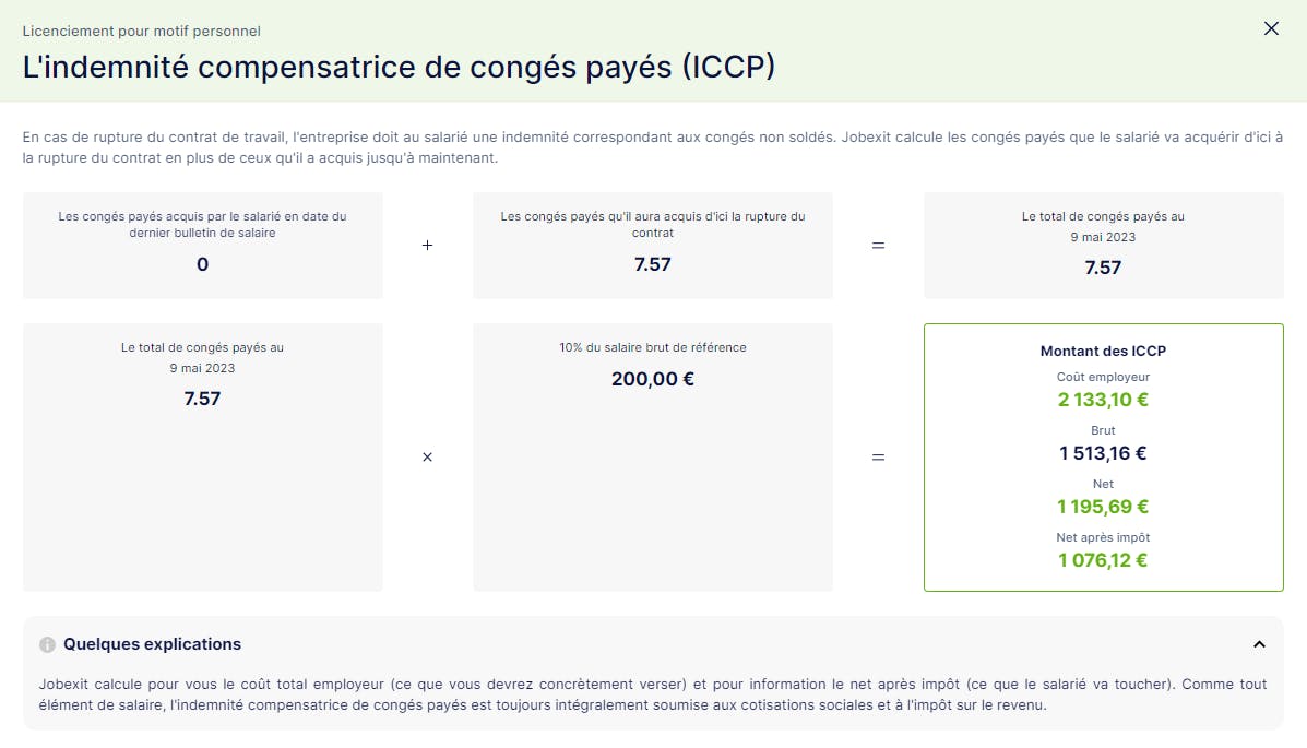 Exemple de résultat sur Jobexit