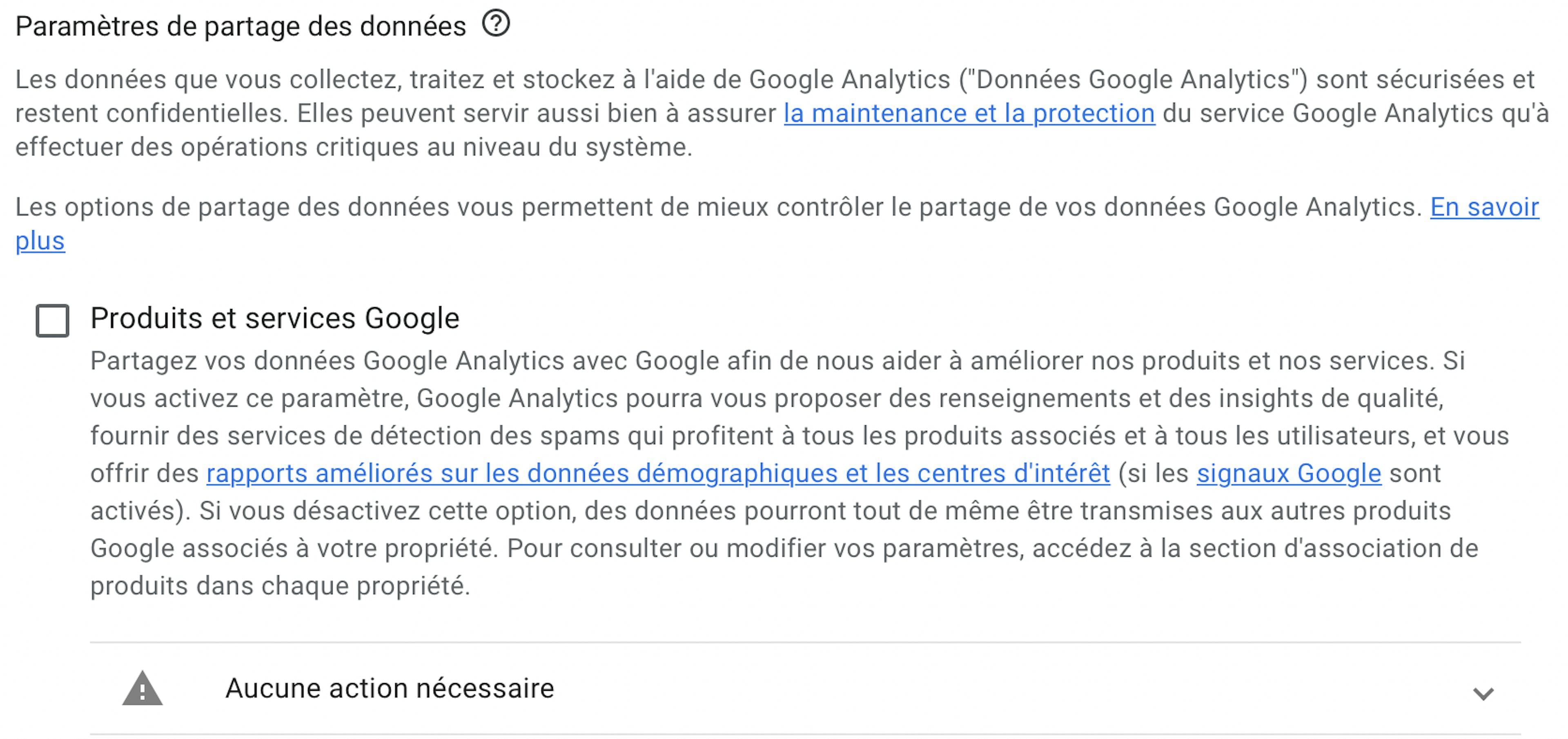 illustration du paramétrage google analytics