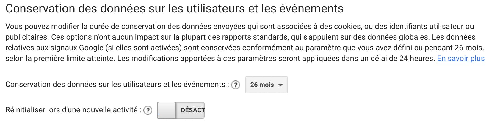 Illustration du parametrage de google analytics