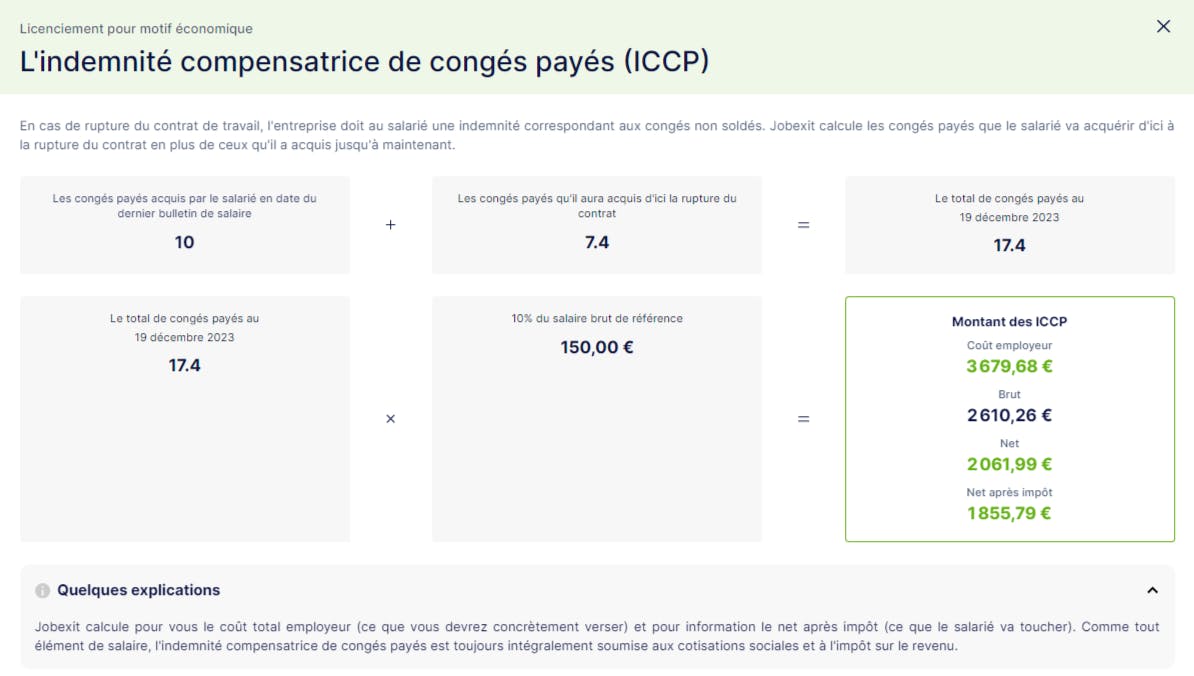 Exemple de résultat sur Jobexit