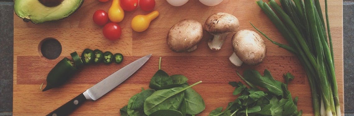 healthy food avocado tomatoes mushrooms jalapeno self cooking kitchen knife