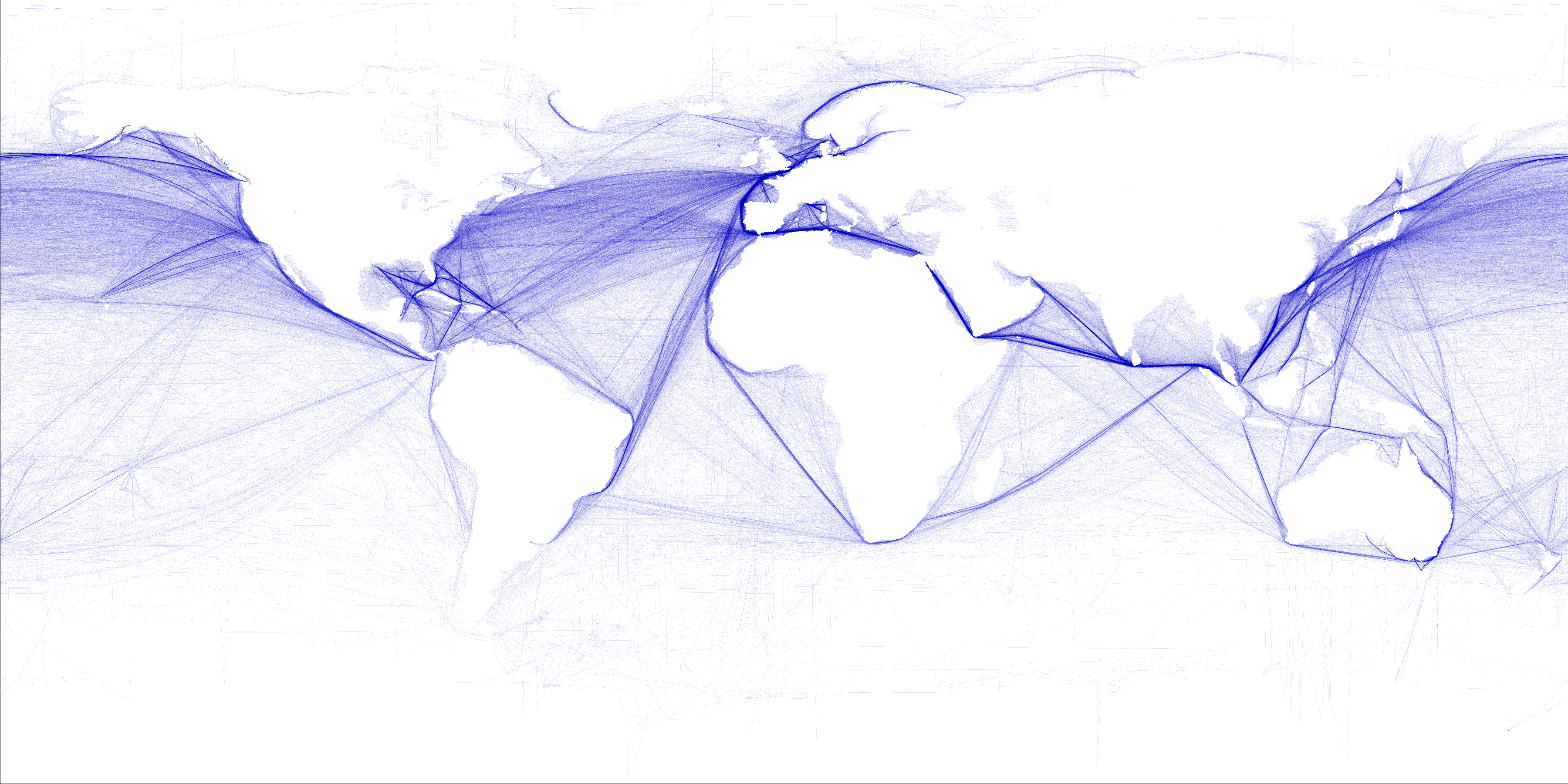 Global Shipping Traffic. Source: NCEAS (2008); Halpern et al. (2008). Retrieved from thesis on Competitive Liner Shipping Network Design.