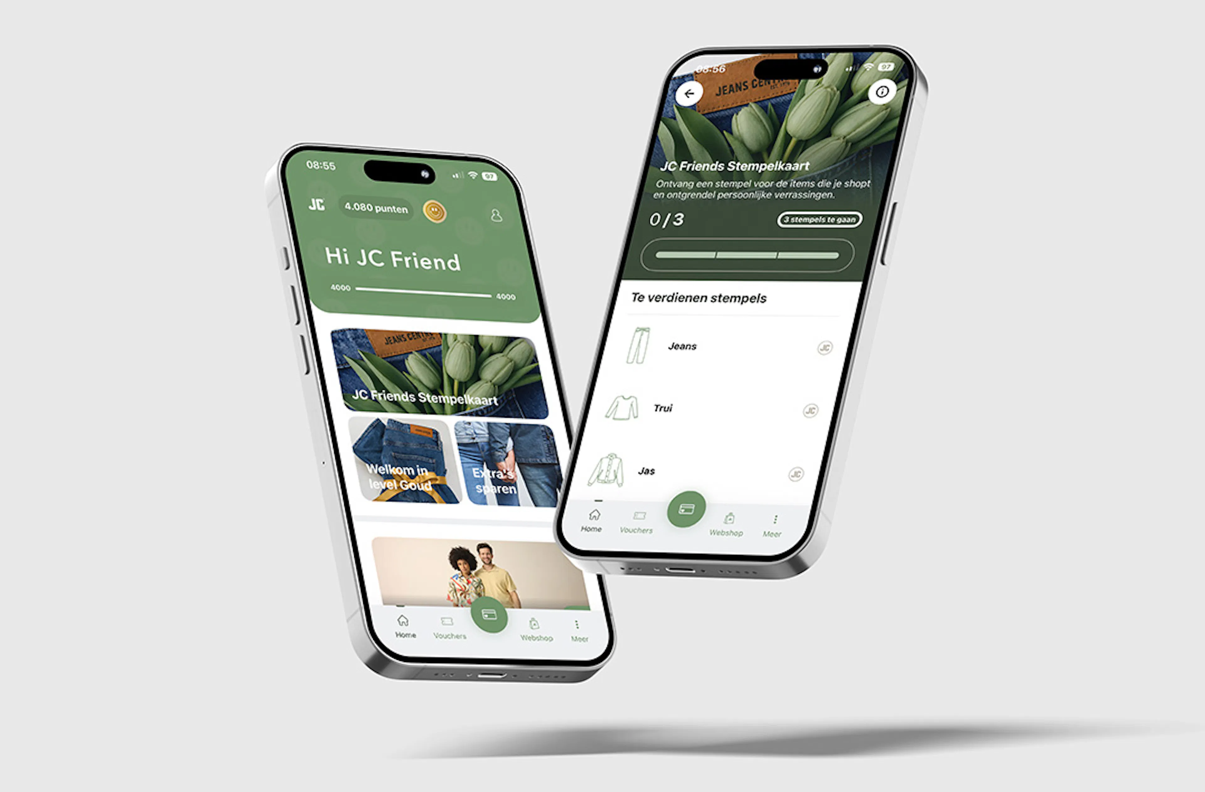 Jeans Centre app op twee telefoons