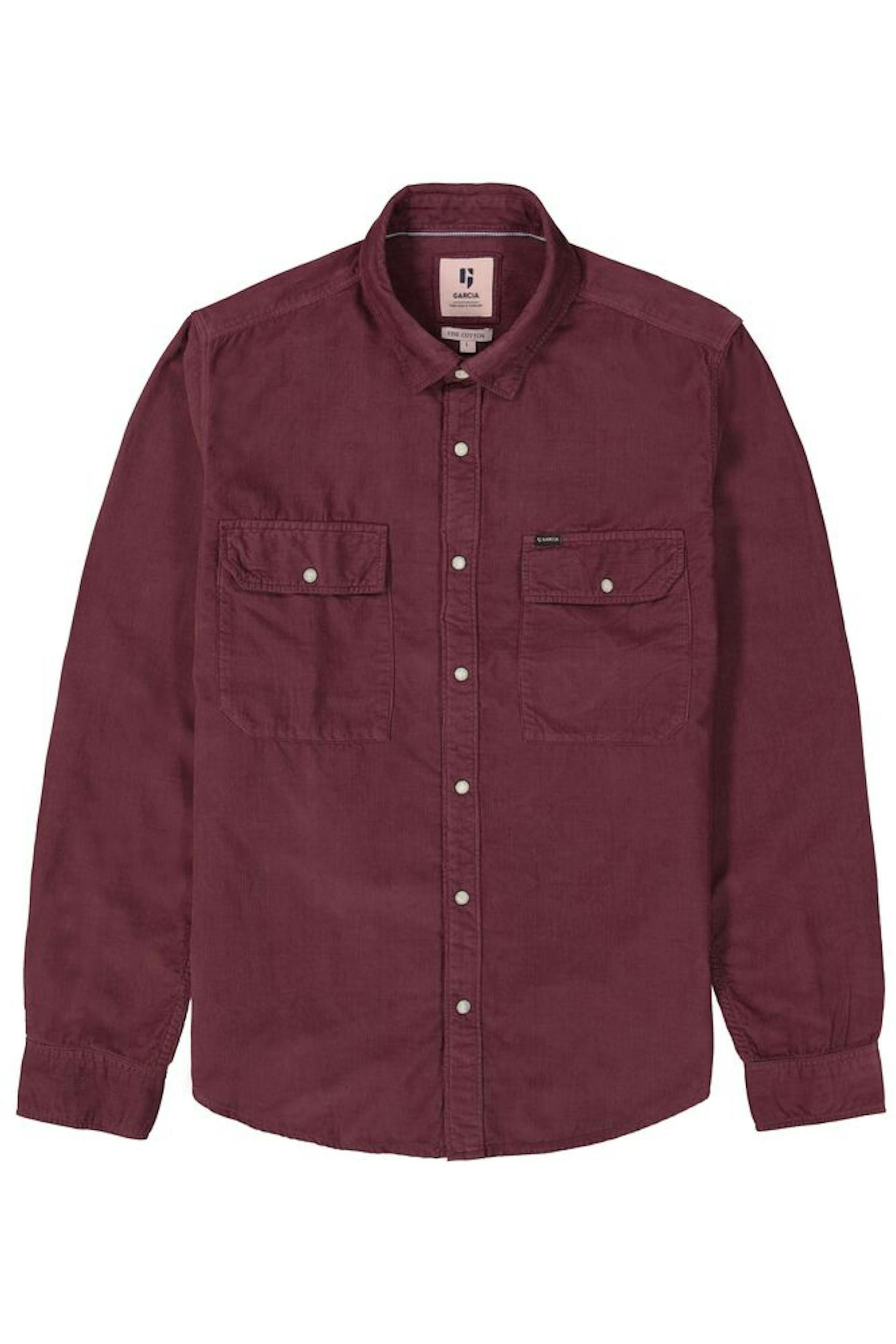 garcia corduroy overhemd bordeauxrood