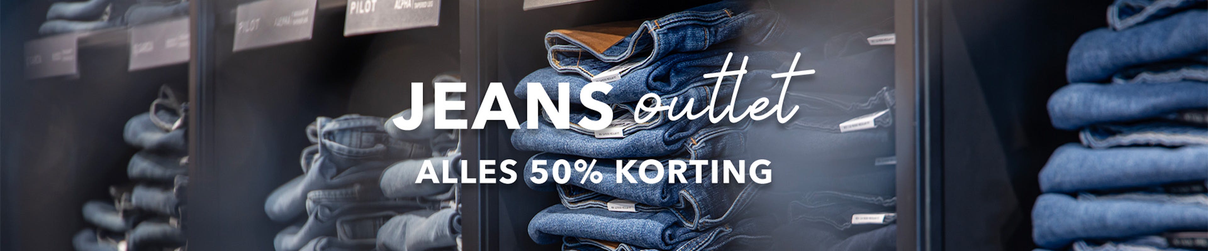 Jeans outlet, alles 50% korting