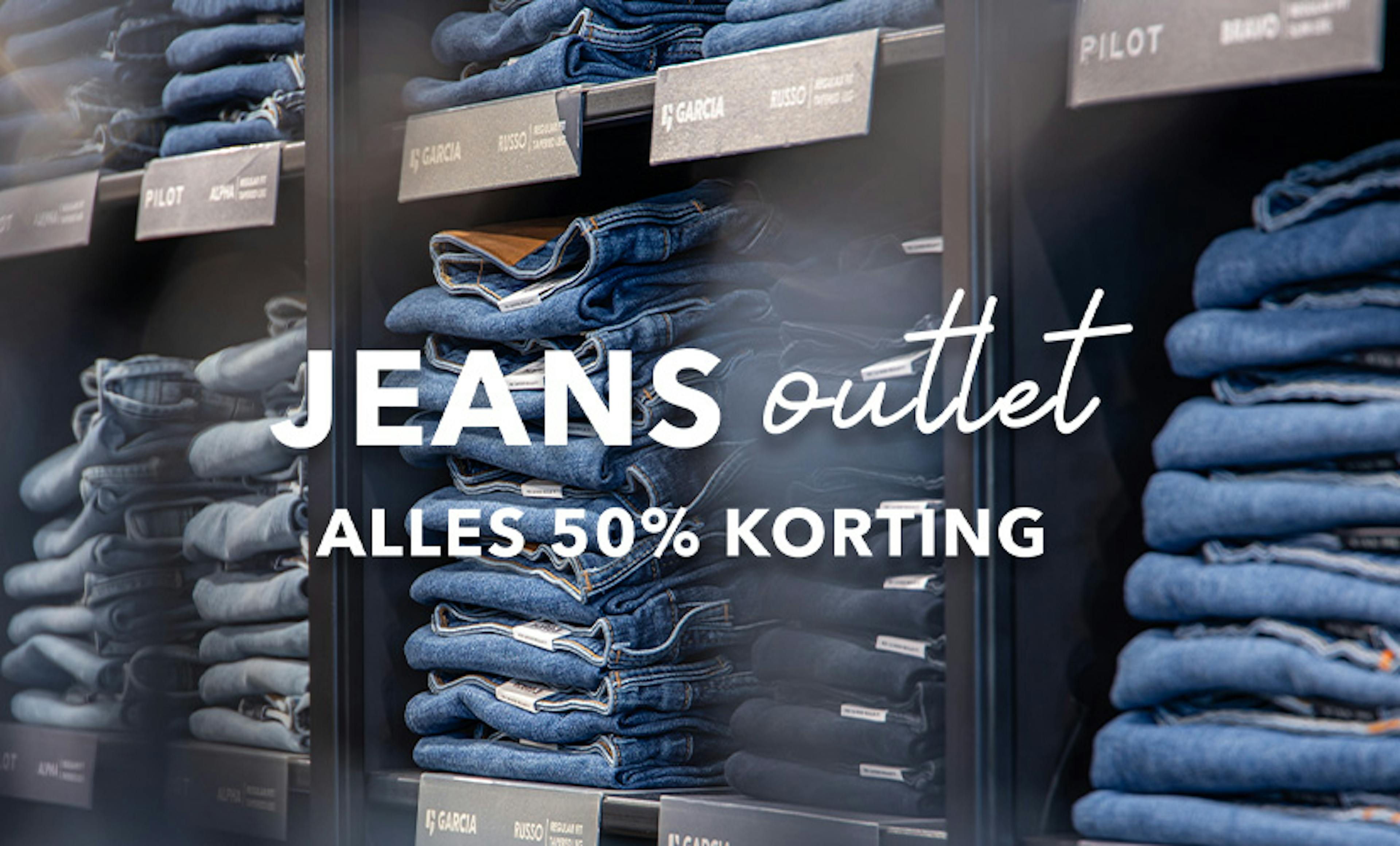 Jeans outlet, alles 50% korting