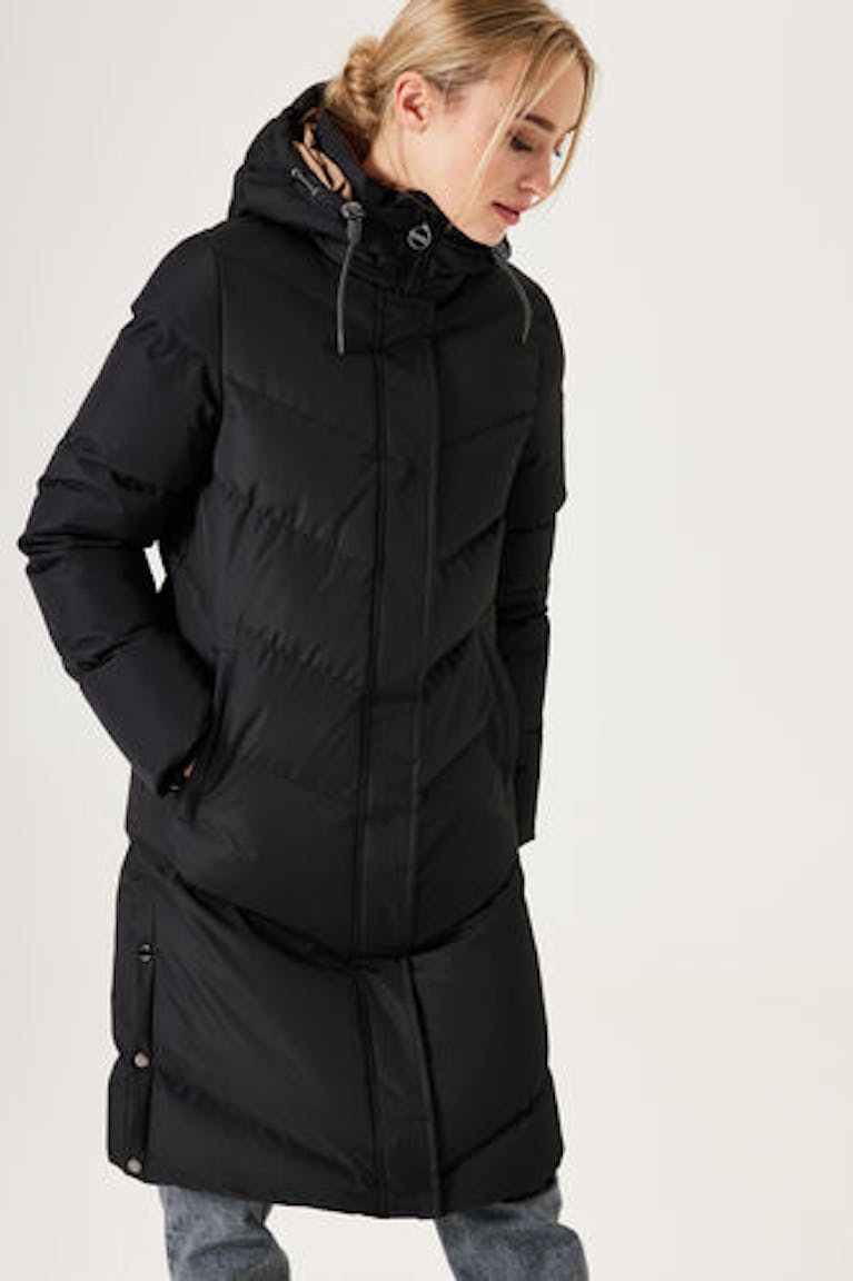 Lange winterjas dames Pufferjas zwart