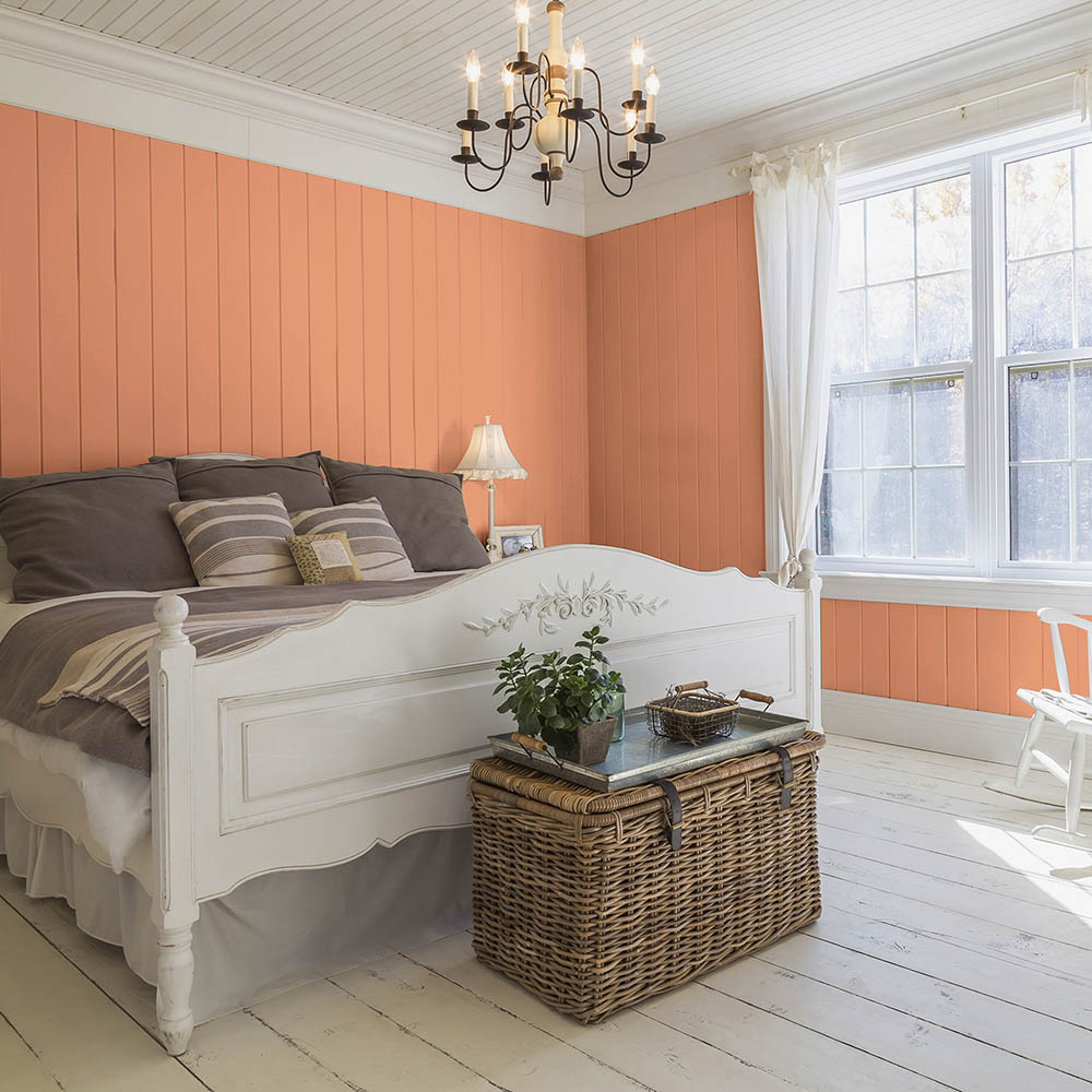 Coral Silk bedroom wall 