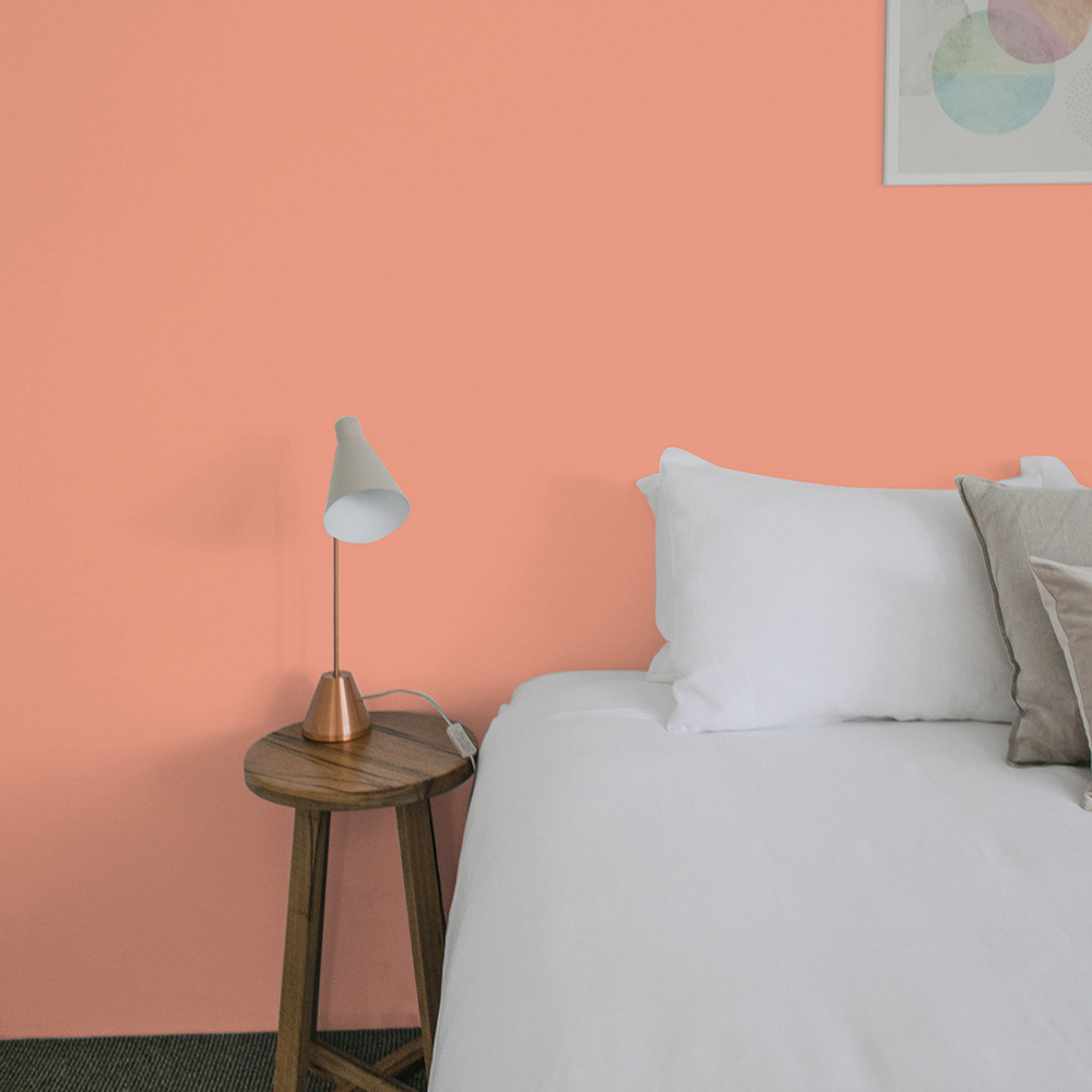 Bedroom painted with Coral Serenade