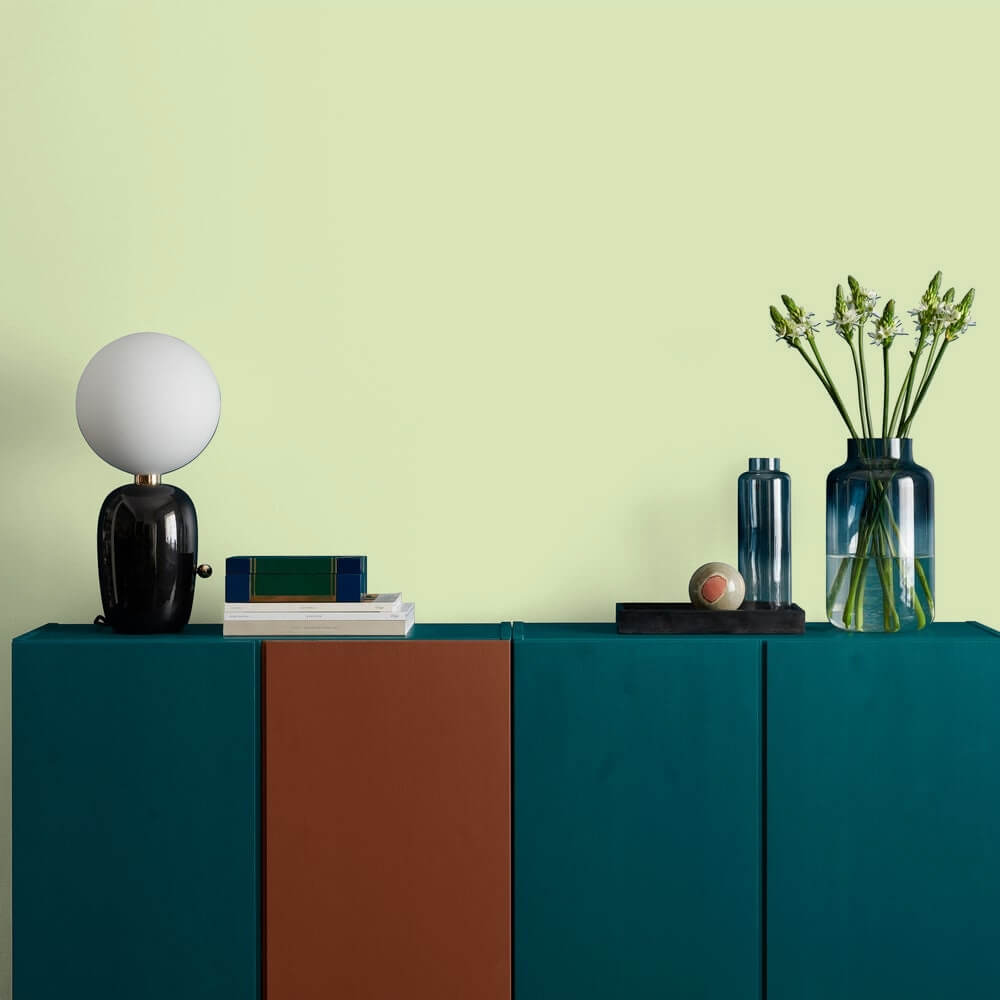 pale lime-green pastel wall 