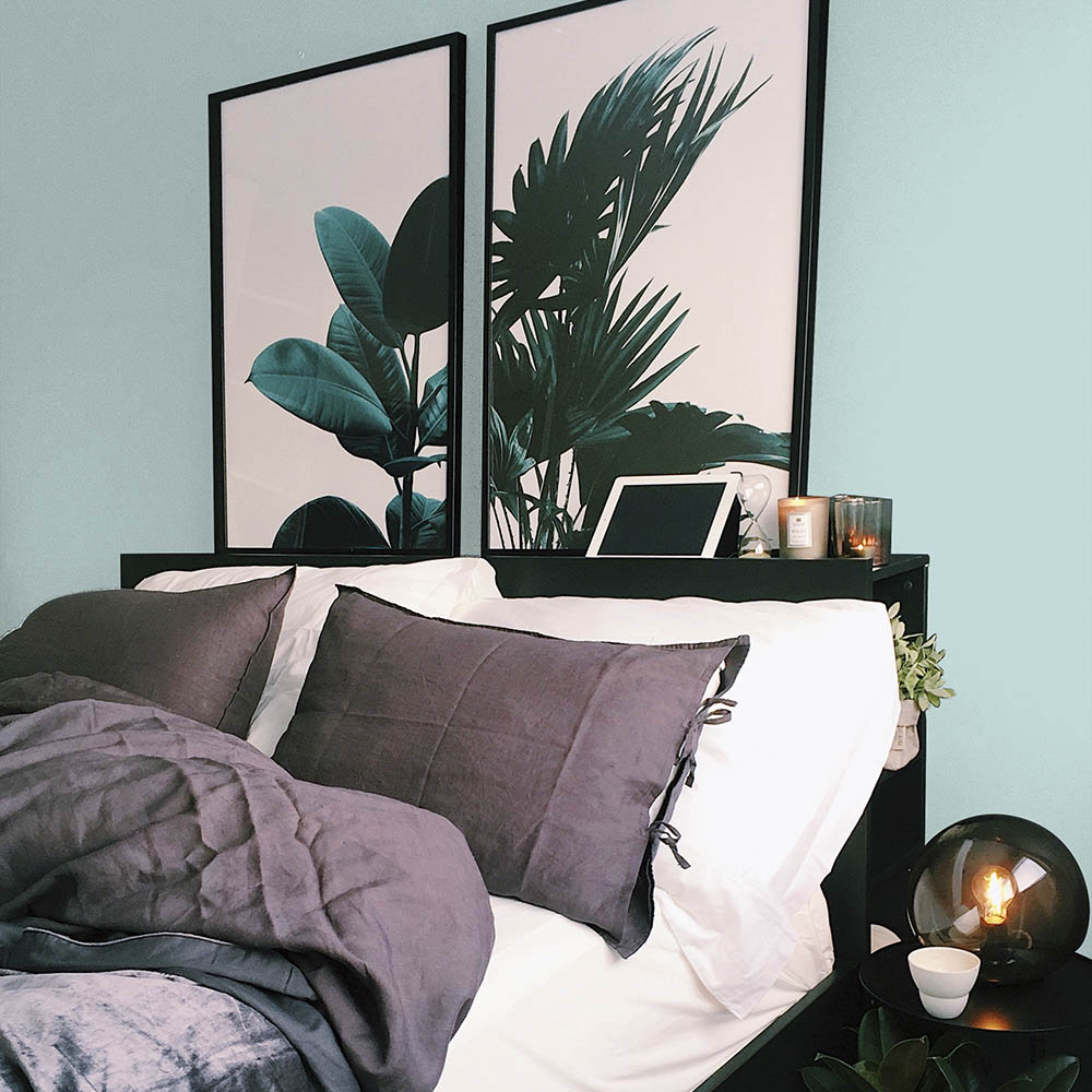 Bedroom wall painted with Julep Green