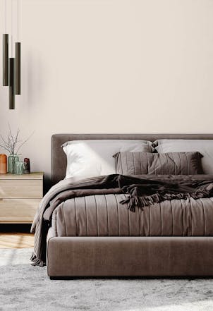 Bedroom painted with Johnstone's Biscuit Cream