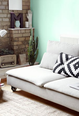 Living room painted in Peppermint Tea