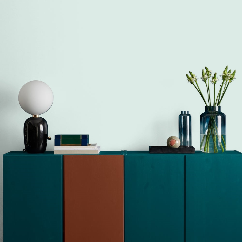 very light teal wall 
