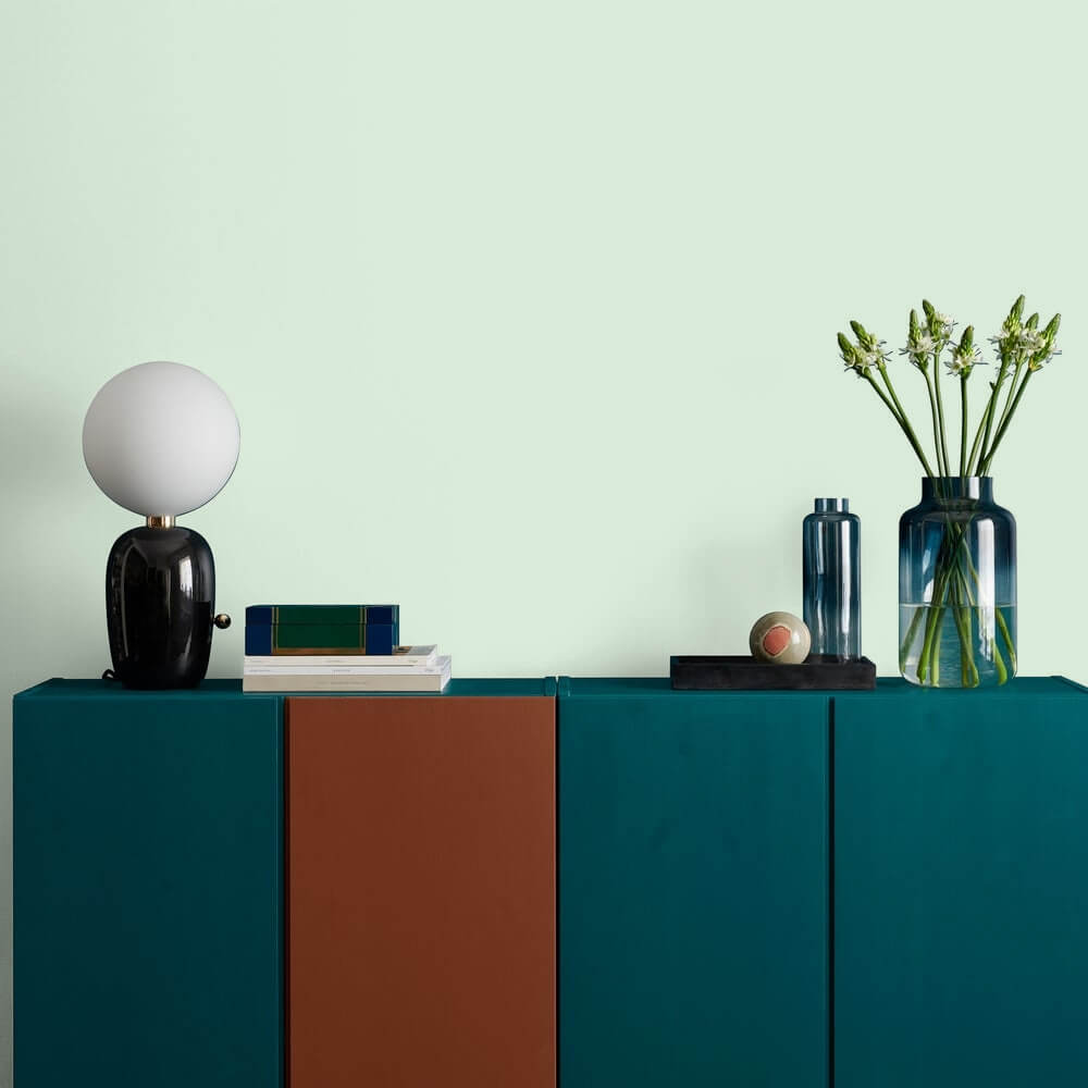 pale pastel green wall 