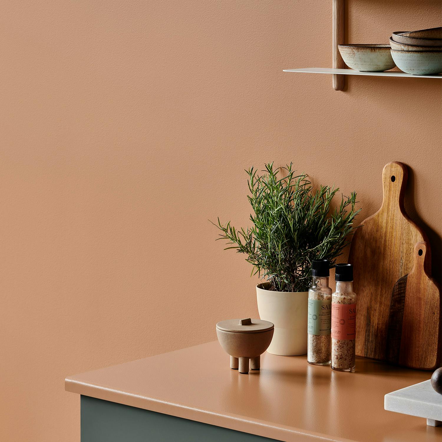 warm orange kitchen wall
