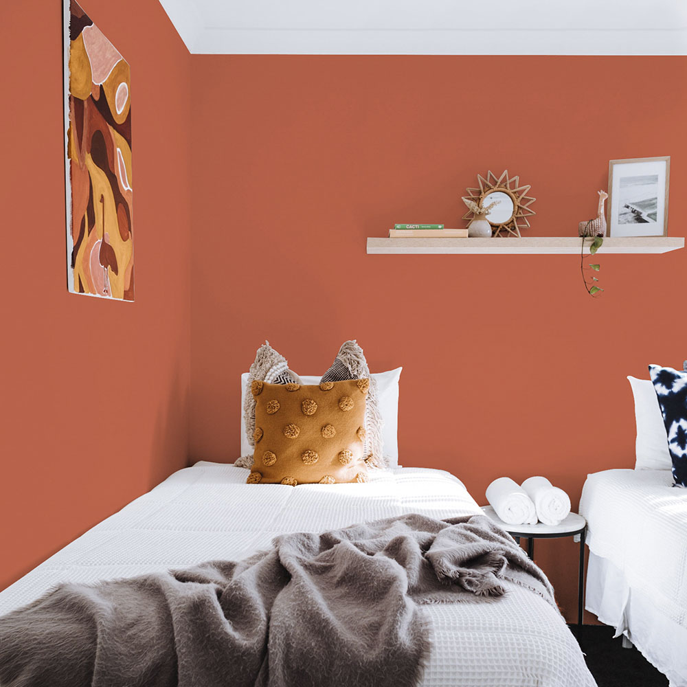Warm orange bedroom wall 