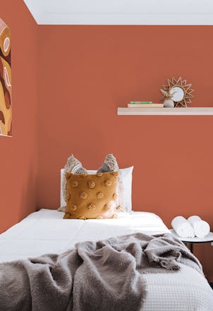 Warm orange bedroom wall 