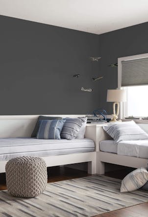 bedroom painted with cloudy grey