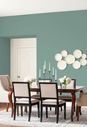 Dining room painted with Johnstone's Silver Laurel